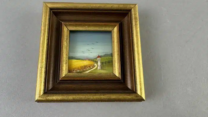 4 Ölbilder Landschaftsbild- Frühjahr Sommer Herbst und Winter 12x12 cm – Bild 5
