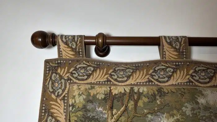 Leinwandgemälde Wandteppich -gewebter Wandteppich Europäische Galantries Szene auf  Holzstange 146x110 Stange 156 cm – Bild 3