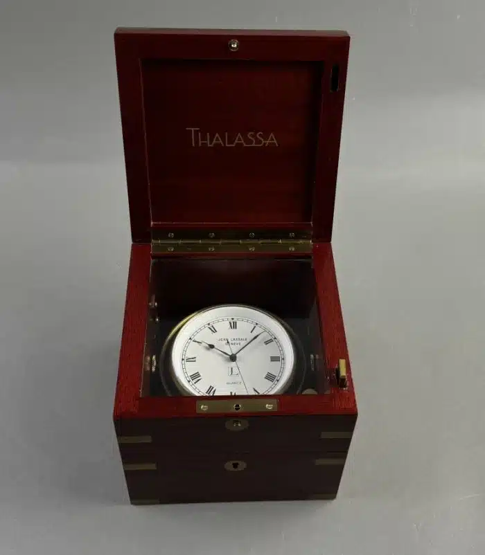 Seltener Marine - Chronometer von Jean Lassale Material Acajou, um 1970 Batteriebertrieben - Funktion gegeben - siehe Video – Bild 13