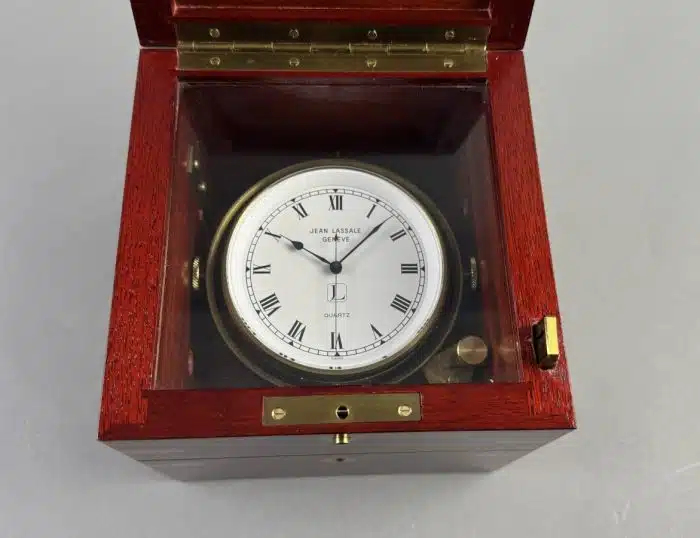 Seltener Marine - Chronometer von Jean Lassale Material Acajou, um 1970 Batteriebertrieben - Funktion gegeben - siehe Video – Bild 14