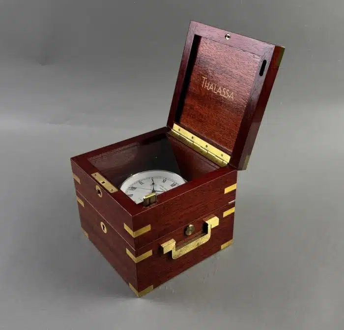 Seltener Marine - Chronometer von Jean Lassale Material Acajou, um 1970 Batteriebertrieben - Funktion gegeben - siehe Video – Bild 16