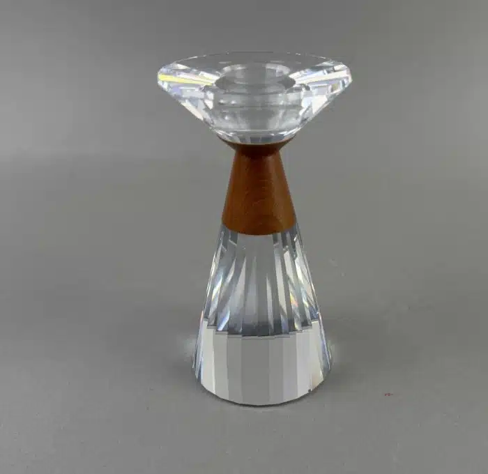 Swarovski Colonna Kerzenhalter  mittig Kirschholz - ADI STOCKER DESIGNER H. 13 cm