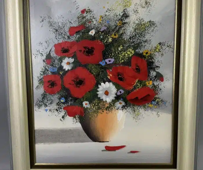 Mischtechnik  Mohnblumen in Vase 60x40 cm – Bild 2