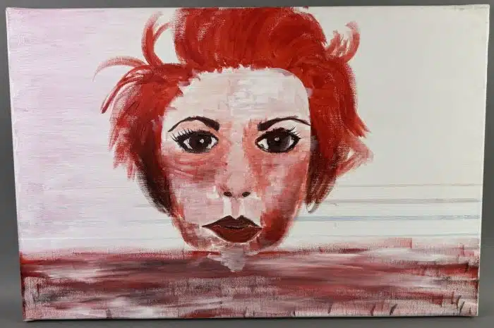 Mischtechnik - Frau mit roten Haaren - auf Leinwand