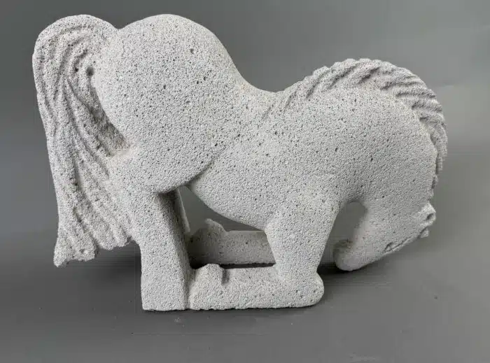 Zlato Rudolf, slowenischer Bildhauer, 1952.  Pferde - Skulptur Tuffstein L 32 cm H. 25 cm Akademischer Künster – Bild 3
