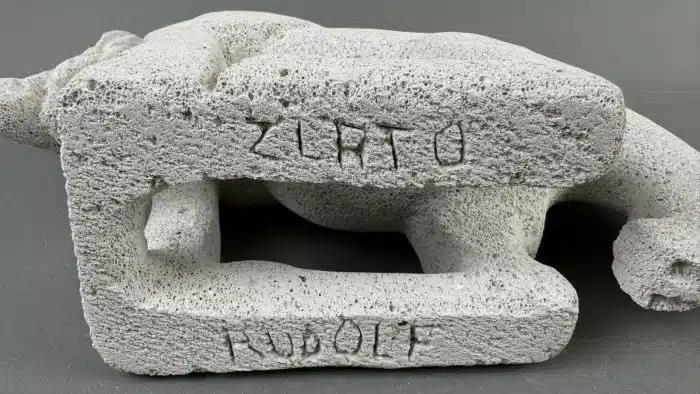 Zlato Rudolf, slowenischer Bildhauer, 1952.  Pferde - Skulptur Tuffstein L 32 cm H. 25 cm Akademischer Künster – Bild 5