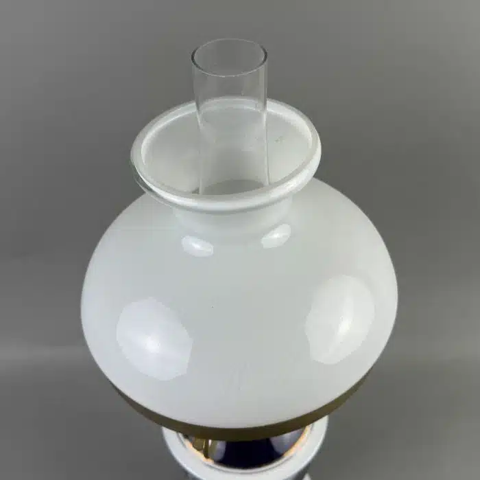 Petroleum Lampe  Wallendorf Porzellan Echt Kobalt blaue Blume GDR DDR H.49cm – Bild 4