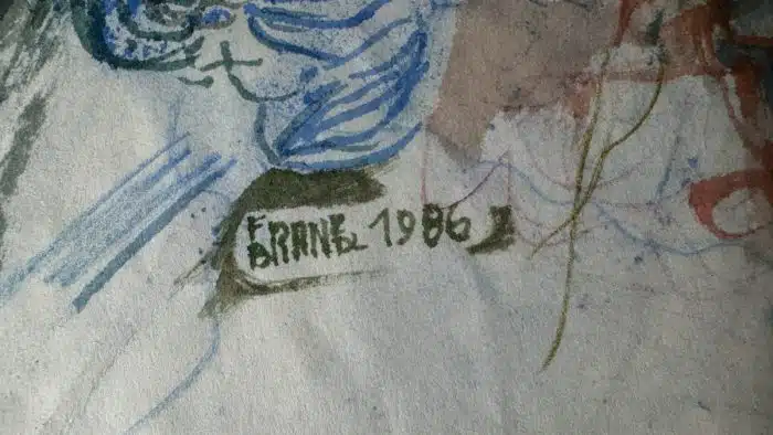 Franz Brandl (St. Georgen/Längsee 1928-2012 Bleiburg, signiert Franz Brandl,  74x53 cm datiert 1986  - Mischtechnik - Aquarell auf Papier, gerahmt, verglast – Bild 3