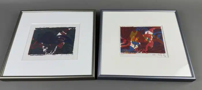 2 Bilder Mischtechnik signiert, datiert 1994 18x12 cm - Gesamt 27x29 cm
