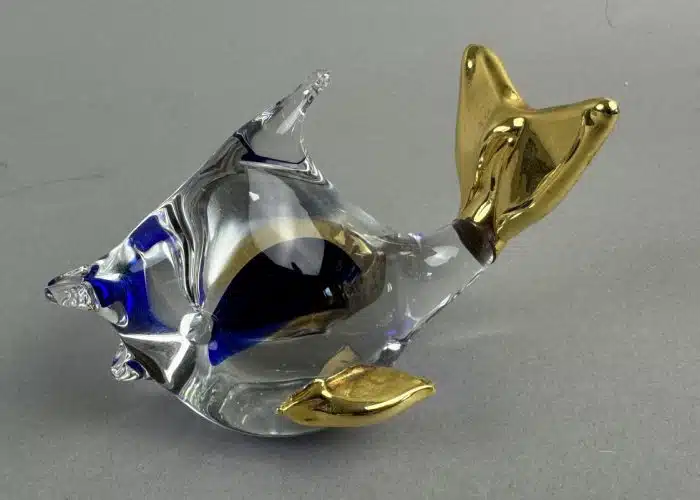 Murano Glas Fisch handgefertigtes Glasornament mit vergoldeten Teilen
