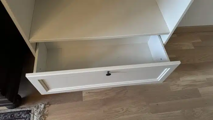 Weißes Regal mit Schublade B.80 cm T.34 cnm H.166 cm SZ – Bild 3