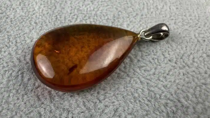 Silber Anhänger Bernstein 925 Sterling L 4 cm