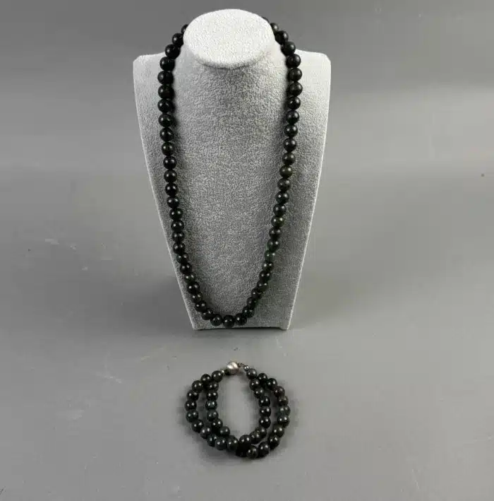 Jade Halskette mit Armband Verschluss 925 Sterlig Silber