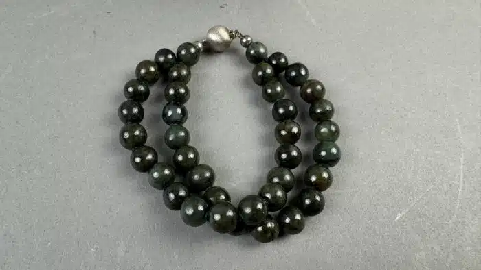 Jade Halskette mit Armband Verschluss 925 Sterlig Silber – Bild 2