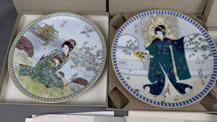 4 Japanische Geisha Teller Ketszusan Kiln von Yoshiharu Kotach OVP und Zertifikat – Bild 2