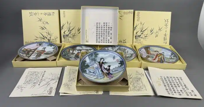 5 Japanische Geisha Teller Ketszusan Kiln von Yoshiharu Kotach OVP und Zertifikat