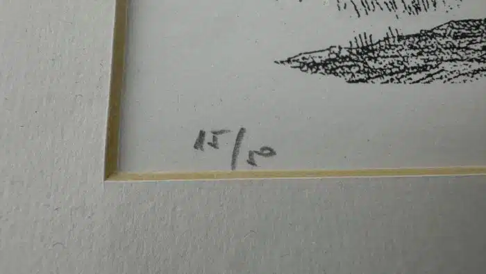 Radierung - unleserlich signiert,  31x25 cm   gerahmt, verglast – Bild 5