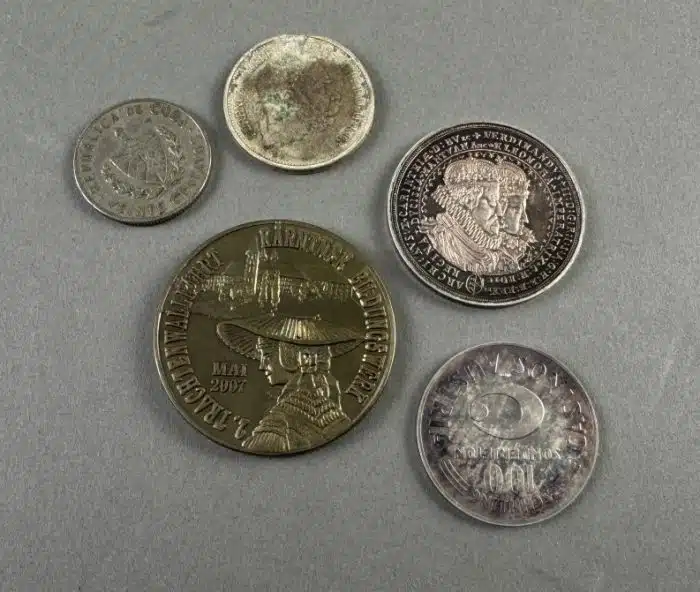 5 Stück Sammlermünzen - 850 Jahre Sankt Veit an der Glan - Monarchie, Kaiser Franz Josef I, Silber - 20 Centavos Cuba