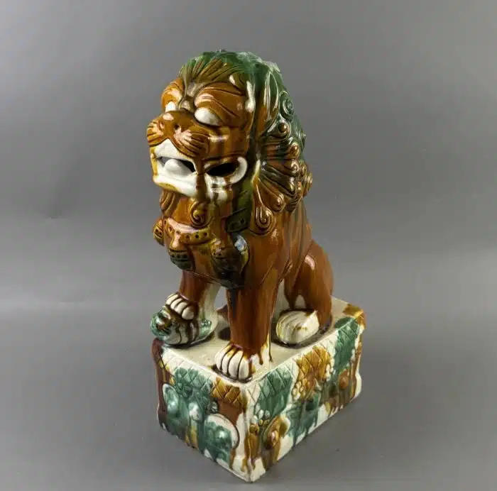 Chinesische Sancai Foo Hundefigur Keramik H 39 cm
