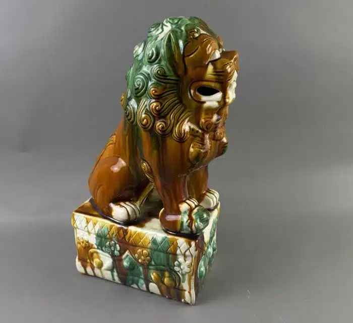 Chinesische Sancai Foo Hundefigur Keramik H 39 cm – Bild 3