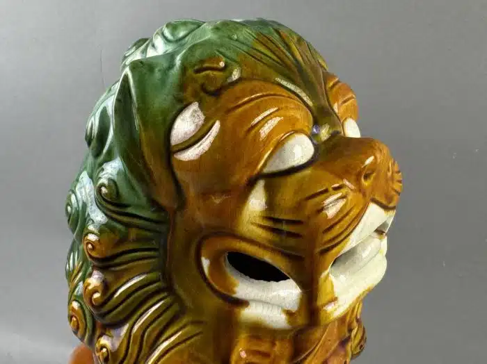 Chinesische Sancai Foo Hundefigur Keramik H 39 cm – Bild 4