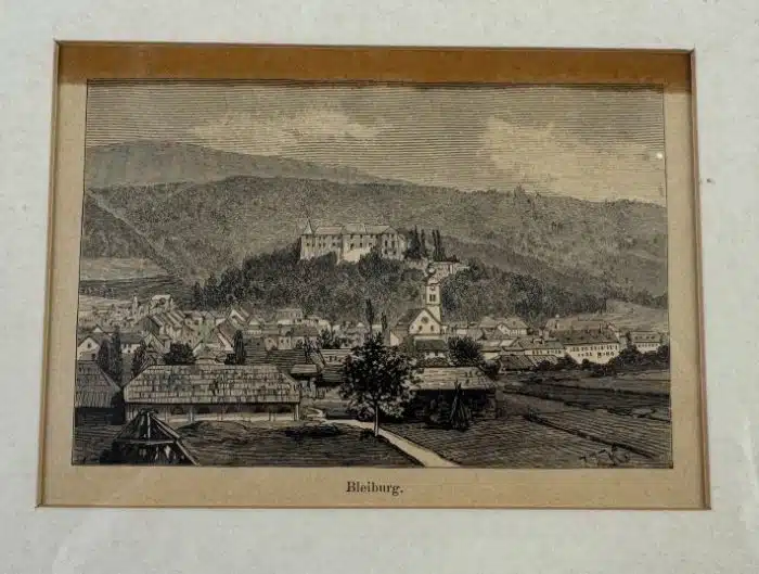 Bleiburg - Xylografie von Klos um 1890 - 21x18 cm Ausschnitt 13x9,5 cm