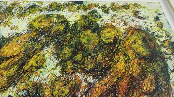 Franz Brandl (St. Georgen/Längsee 1928-2012 Bleiburg, signiert Franz Brandl,  43x41 cm datiert 1999  - Mischtechnik -  auf Papier,  Blatt 25x23 cm,  gerahmt, verglast – Bild 6