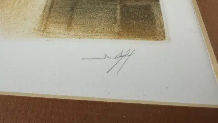 Lithographie unleserlich signiert, 68/90 - 40x30 cm Druck 24x13,5 cm, gerahmt, verglast – Bild 4