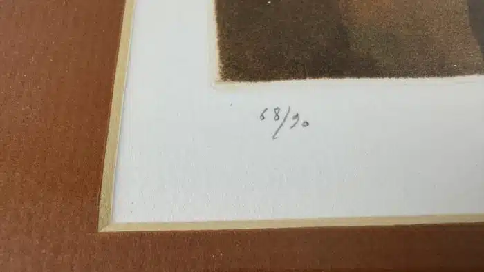 Lithographie unleserlich signiert, 68/90 - 40x30 cm Druck 24x13,5 cm, gerahmt, verglast – Bild 6