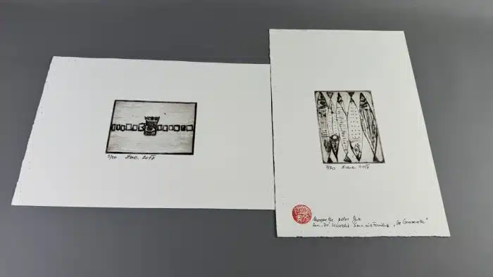  Emil Oman (EMO) - Hum Kroatien -1957 geboren, 2 Lithographien 39x26 cm
