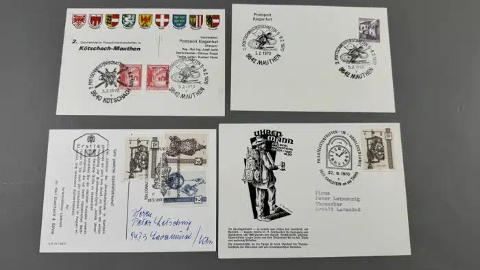 4 Stück - Sondermarken und Briefe - Uhr