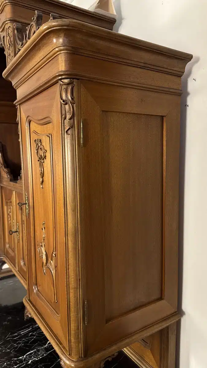 Pfeiferlbarock, Prächtige Wiener Aufsatzkredenz, wunderschönen Schnitzereien. Marmorplatte, Historismus - um 1880, Der Aufsatz kann getrennt transportiert werden. – Bild 15